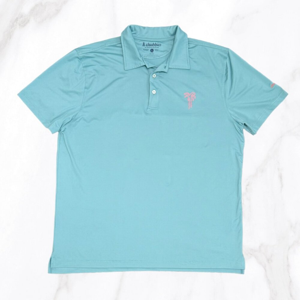 Chubbies Men's‎ Teal Palmer 3 Button Polo Shirt, Size XL - Picture 2 of 7